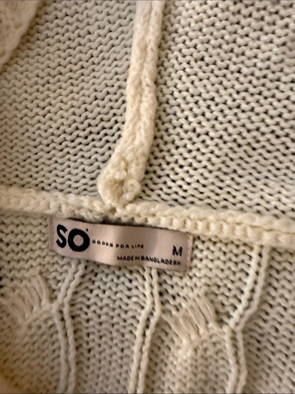 SO Cream Cable-Knit Hooded Zip Cardigan Size M - Picture 6 of 7